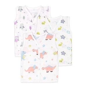 kidbea muslin cotton baby jabla vest  cute printed v-neck sleeveless innerwear for newborns amp infants