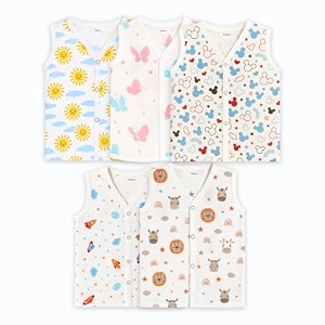 kidbea muslin cotton baby jabla vest  cute printed v-neck sleeveless innerwear for newborns amp infants