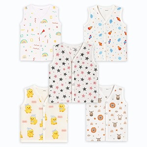 kidbea muslin cotton baby jabla vest  cute printed v-neck sleeveless innerwear for newborns amp infants