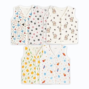 kidbea muslin cotton baby jabla vest  cute printed v-neck sleeveless innerwear for newborns amp infants