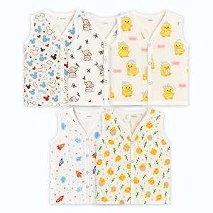 kidbea muslin cotton baby jabla vest  cute printed v-neck sleeveless innerwear for newborns amp infants