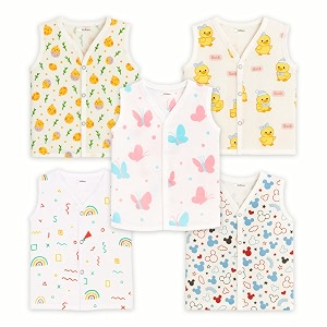 kidbea muslin cotton baby jabla vest  cute printed v-neck sleeveless innerwear for newborns amp infants