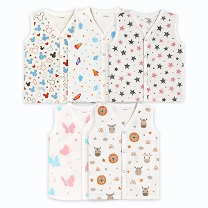 kidbea muslin cotton baby jabla vest  cute printed v-neck sleeveless innerwear for newborns amp infants
