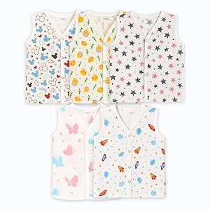 kidbea muslin cotton baby jabla vest  cute printed v-neck sleeveless innerwear for newborns amp infants