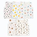 Kidbea Muslin Cotton Baby Jabla Vest | Cute Printed V-Neck, Sleeveless Innerwear for Newborns &amp; Infants