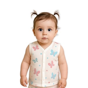 kidbea newborn baby jhabla muslin cotton clothes for boys amp girls  soft breathable cute printed sleeveless baby wear with button closure