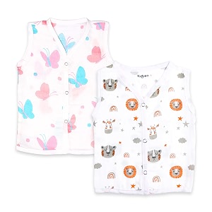 kidbea newborn baby jhabla muslin cotton clothes for boys amp girls  soft breathable cute printed sleeveless baby wear with button closure