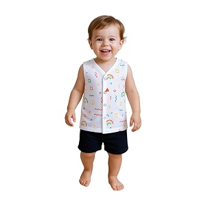 kidbea newborn baby jhabla muslin cotton clothes for boys amp girls  soft breathable cute printed sleeveless baby wear with button closure