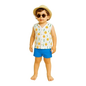 kidbea newborn baby jhabla muslin cotton clothes for boys amp girls  soft breathable cute printed sleeveless baby wear with button closure