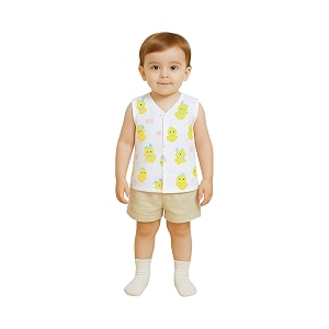 kidbea newborn baby jhabla muslin cotton clothes for boys amp girls  soft breathable cute printed sleeveless baby wear with button closure