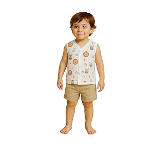kidbea newborn baby jhabla muslin cotton clothes for boys amp girls  soft breathable cute printed sleeveless baby wear with button closure