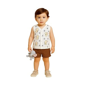 kidbea newborn baby jhabla muslin cotton clothes for boys amp girls  soft breathable cute printed sleeveless baby wear with button closure