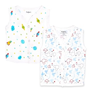 kidbea newborn baby jhabla muslin cotton clothes for boys amp girls  soft breathable cute printed sleeveless baby wear with button closure