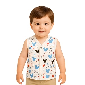 kidbea newborn baby jhabla muslin cotton clothes for boys amp girls  soft breathable cute printed sleeveless baby wear with button closure