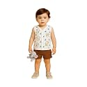 Kidbea Newborn Baby Jhabla Muslin Cotton Clothes for Boys &amp; Girls | Soft Breathable, Cute Printed Sleeveless Baby Wear with Button Closure