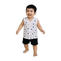 Kidbea Newborn Baby Jhabla Muslin Cotton Clothes for Boys &amp; Girls | Soft Breathable, Cute Printed Sleeveless Baby Wear with Button Closure