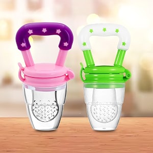 kidbea silicone fruit feeder nibbler with extra mesh soft pacifierfeeder teether nipple for infant baby green amp pink
