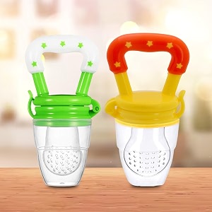 kidbea silicone fruit feeder nibbler with extra mesh soft pacifierfeeder teether nipple for infant green amp yellow