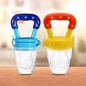 Kidbea Silicone Fruit Feeder Nibbler with Extra Mesh, Soft Pacifier/Feeder, Teether Nipple for Infant Baby (Blue &amp; Yellow)