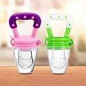 Kidbea Silicone Fruit Feeder Nibbler with Extra Mesh, Soft Pacifier/Feeder, Teether Nipple for Infant Baby (Green &amp; Pink)