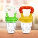 Kidbea Silicone Fruit Feeder Nibbler with Extra Mesh, Soft Pacifier/Feeder, Teether Nipple for Infant (Green &amp; Yellow)
