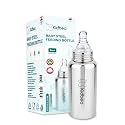 Kidbea Stainless Steel Infant Baby Feeding Bottle, BPA Free, Anti-Colic, Plastic-Free, Medium-Flow X 1 Nipple, 250 ML, Argyle