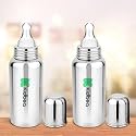 Kidbea Stainless Steel Infant Baby Feeding Bottle, BPA Free, Anti-Colic, Plastic-Free, 304 Grade Medium-Flow X 1 Nipple (250 ML) (Argyle)