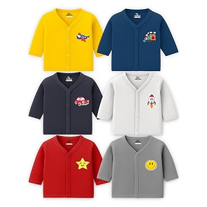 kidbee unisex baby boys amp girls cotton jabla topsjablat-shirt skin-friendly fabric front button full sleeve pack of 6