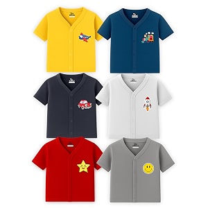 kidbee baby half sleeve cotton jablat-shirttop  front open pack of 6