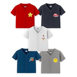 kidbee baby cotton half sleeve front open jabla topt-shirt  pack of 5