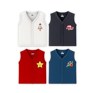 kidbee baby cotton sleeveless front open jabla  pack of 4  soft v-neck button tops for newborn amp infant