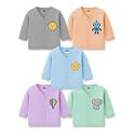 Kidbee Baby Cotton Jabla/Top, Unisex Full Sleeve, Soft Fabric Combo Pack of 5