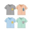 Kidbee Baby Soft Cotton Half Sleeve Front Open Jabla Top – Pack of 4 | V-Neck Button Style with Cute Printed Chest Graphics
