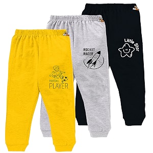 kidbee baby soft cotton pajama track pants printed for baby boys amp girls regular loose fit set of 3 3pc-jk-pant-a-b