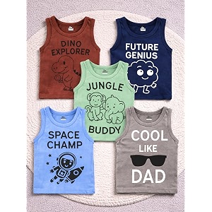 kidbee cotton vests for boys amp girls printed set of 5