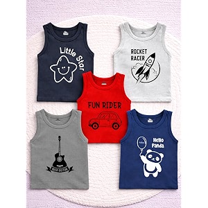 kidbee cotton vests for boys amp girls printed set of 5