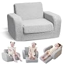 KidBloom 3-in-1 Toddler Couch, Toddler Chairs Comfy 3+ Years Old, Gray