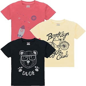 kiddeo Boys Cotton Halfsleeve T Shirts Pack