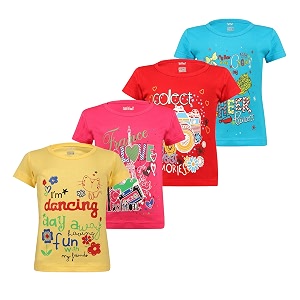 kiddeo Girls Half Sleeve t-Shirts Pack of