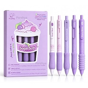 kiddieworld 5 pcs blue ink gel pens 05 mm fine tip soft cloud grip refillable smooth writing pens for students exams office notes amp everyday writing
