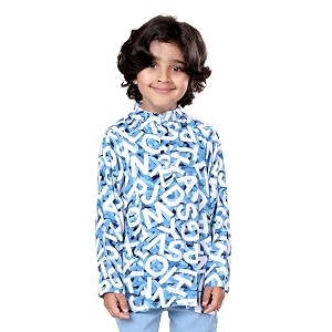 kiddopanti boys 100 cotton ethnic motif printed short length kurta