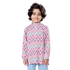 kiddopanti boys 100 cotton ethnic motif printed short length kurta