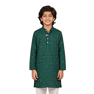 kiddopanti boys 100 cotton ethnic motif printed short length kurta