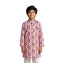 KiddoPanti Boys 100% Cotton Ethnic Motif Printed Short Length Kurta