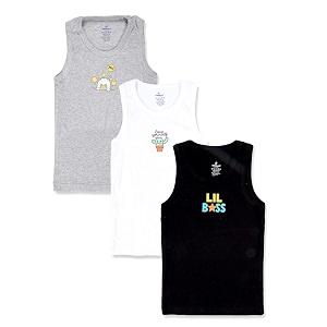 kiddopanti boys 100 cotton rib vest pack of 3