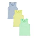 KiddoPanti Boys 100% Cotton Rib Vest Pack of 3