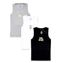 KiddoPanti Boys 100% Cotton Rib Vest Pack of 3