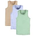 KiddoPanti Boys 100% Cotton Rib Vest Pack of 3