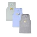 KiddoPanti Boys 100% Cotton Rib Vest Pack of 3