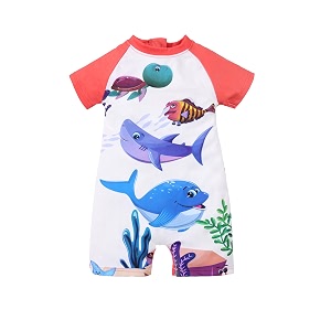 kiddopanti boys amp girls half sleeve mid thigh length swim suit